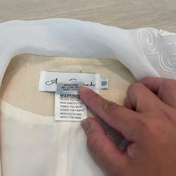 VTG Anne French Cream Ramie Embellished Collar Short Sleeve Blazer Jacket - Picture 3 of 8